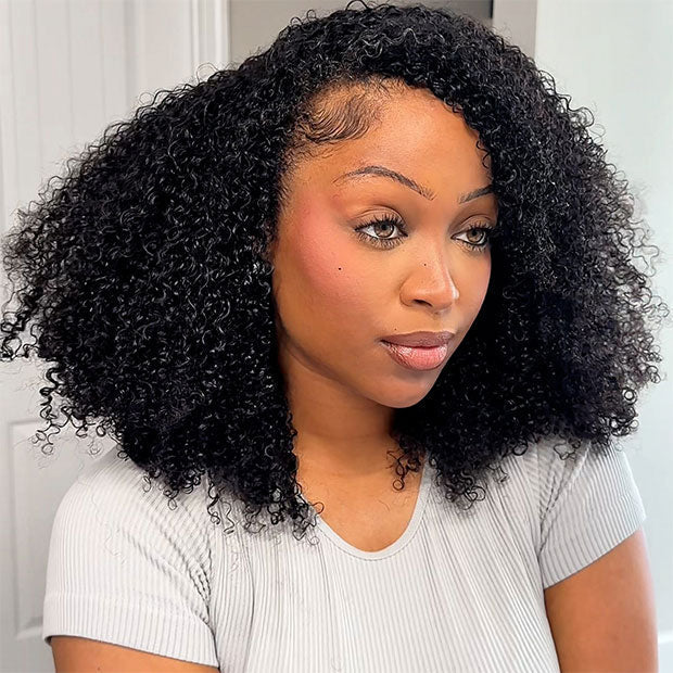 Afro Curly Drawstrings Wig Real Hairline Invisi Fit Strap Flip Over Wig junoda