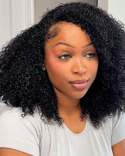 Afro Curly Drawstrings Wig Real Hairline Invisi Fit Strap Flip Over Wig junoda
