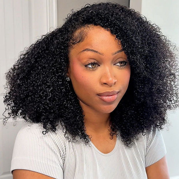Afro Curly Drawstrings Wig Real Hairline Invisi Fit Strap Flip Over Wig junoda