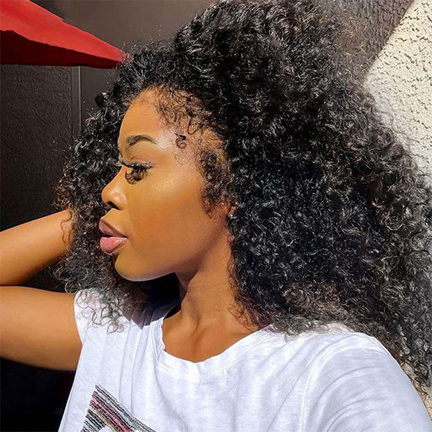 Afro Curly Drawstrings Wig Real Hairline Invisi Fit Strap Flip Over Wig junoda