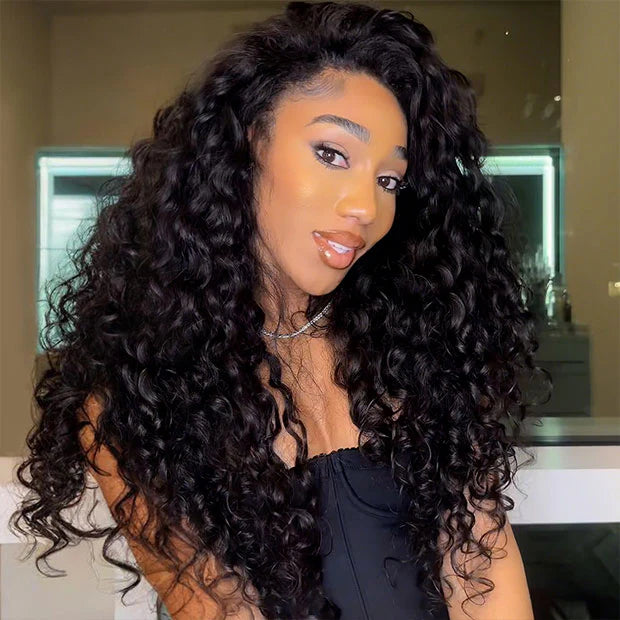 Drawstring Wig Water Wave Invisible Hairline Beginner Friendly junoda