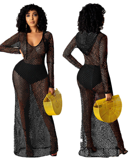Hollowed Cover Long Skirt Bikini Swimwear Cover-up