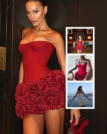 New Strap Adjustable Tube Top Short Skirt Strapless Ball Gown Mini Fashion Celebrity Nightclub Party Dress Birthday Cocktail Girls' Outfit