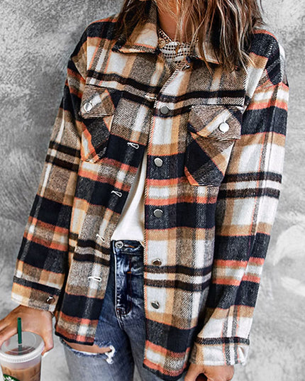 Multicolor Plaid Casual Button Up Flannel Shacket Anytime