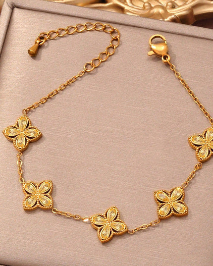 Small Flowers Inlaid Zircon Bracelet For Women