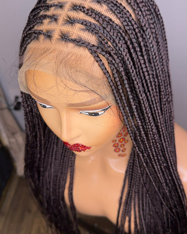 22 inches brown knotless braids