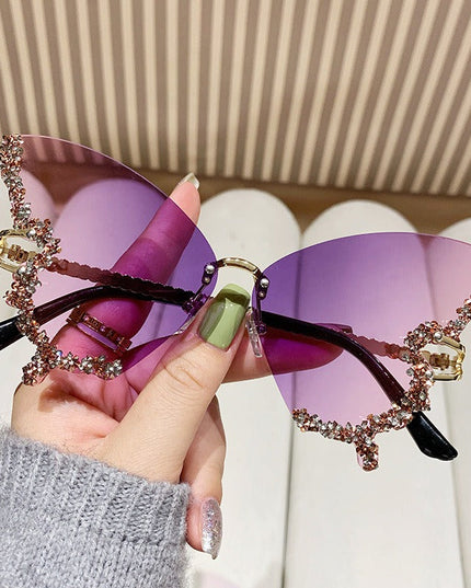 New Butterfly Shape Sunglasses Women's Fashion Personality Exaggerated Sunglasses with Diamonds Get DreSsT with Elise LLC
