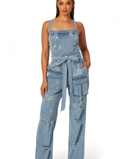 Denim Cargo Pocket  Jumpsuit {HAS GREAT STRETCH}