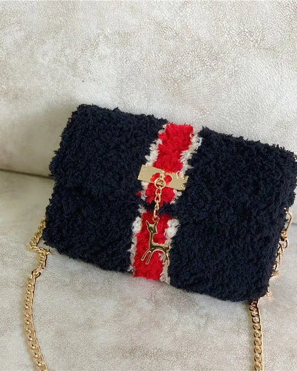 Hand-Woven Fleece Lined Plush One-Shoulder Bag
