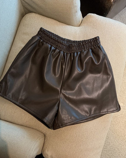 Pu Leather Shorts Women High Waist Loose Split Casual Pants
