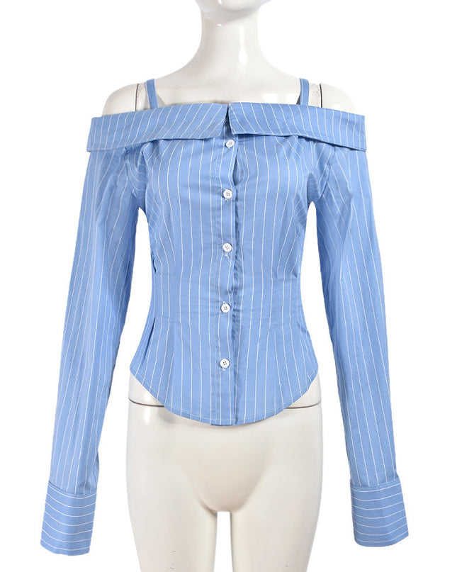 Hot Girl Style Women's Clothing Shirt Long Sleeve Off-the-shoulder Shirt Women