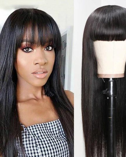Junoda Hair Straight Human Hair Wigs With Bangs Brazilian Remy Hair For Women junoda