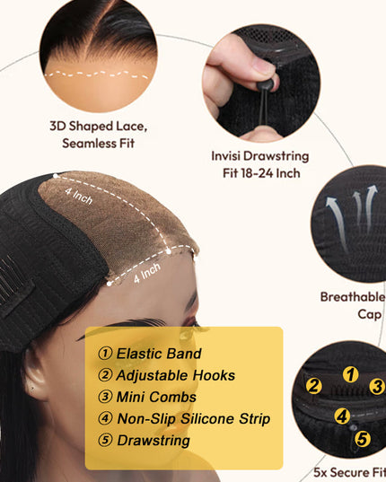 Pre-Layered Wig With Light Yaki Straight Texture 6x5 Lace Short Bob Wig For Beginner Friendly Glueless Human Hair junoda