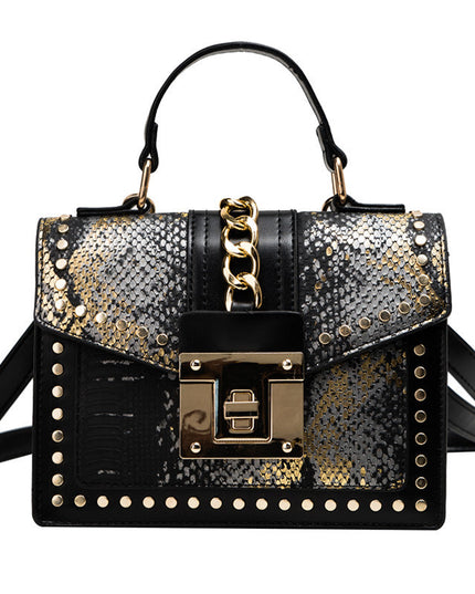 Fashion snake pattern handbag See size chart under “more details”
