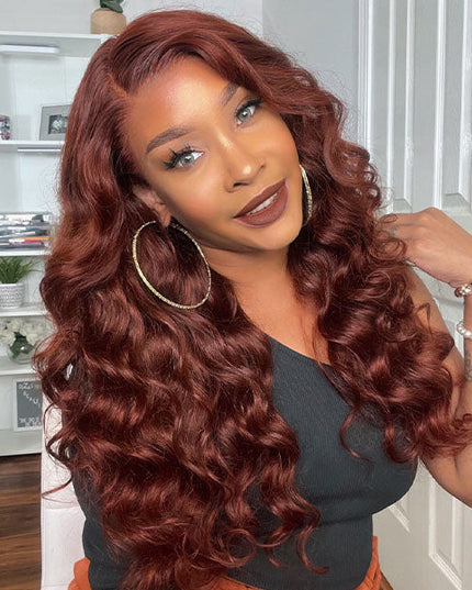 Auburn Color Body Wave Lace Front Wig Red Brown Medium Length Hairstyles Trends junoda
