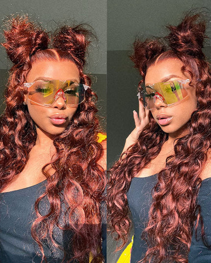 Auburn Color Body Wave Lace Front Wig Red Brown Medium Length Hairstyles Trends junoda