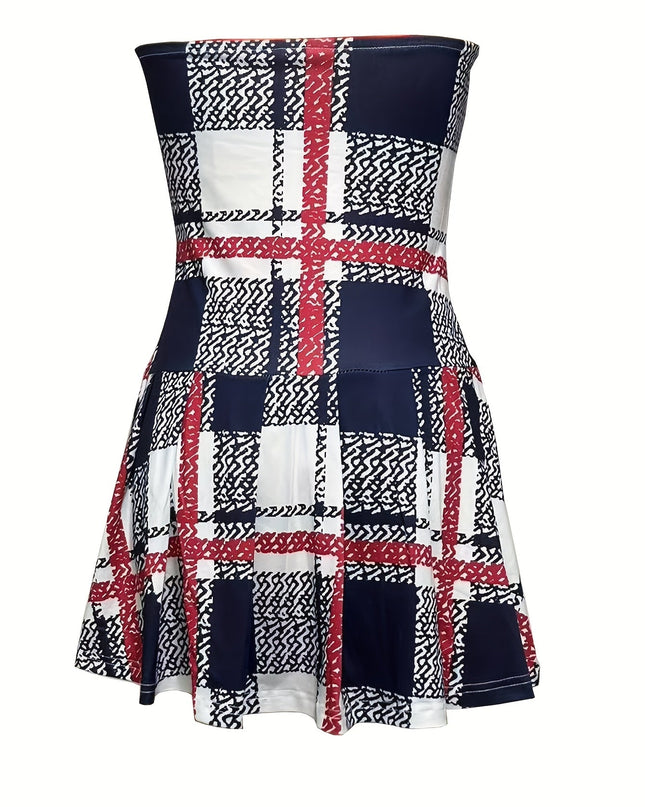 Sexy Plaid Off Shoulder Mini Dress