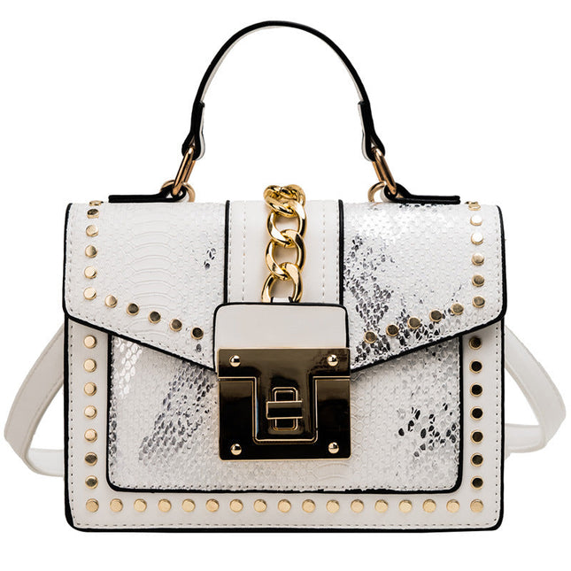 Fashion snake pattern handbag See size chart under “more details”