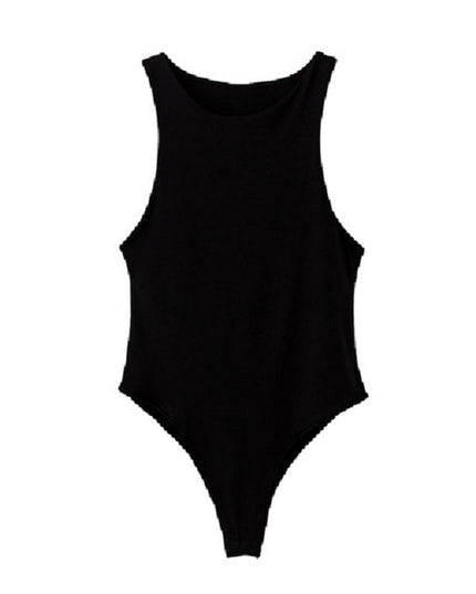Monochrome Sexy One-shoulder Sleeveless Bodysuit