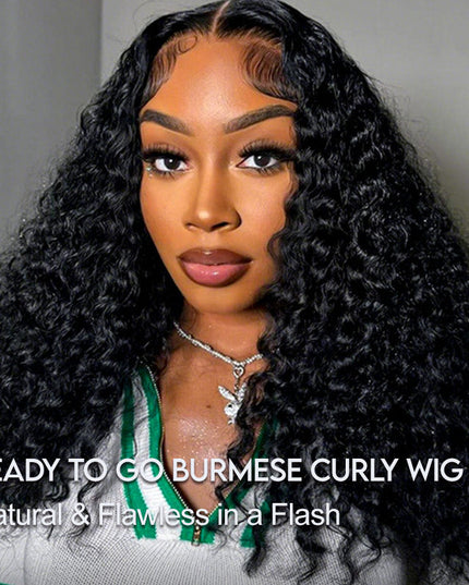 Junoda Burmese Curly Wave 5x5 Human Hair Lace Front Wigs With 200% Density Wear Go Wig Natural Hairline junoda