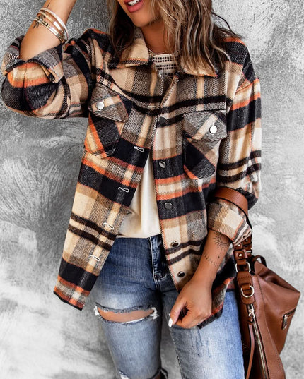 Multicolor Plaid Casual Button Up Flannel Shacket Anytime