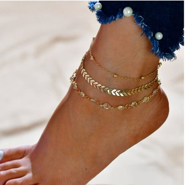 Bohemian Beads Anklets for Women Boho Cubic Zirconia Anklet Ankle Bracelet on Leg Anklet Jewellery