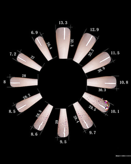 Boxed Ballet Gradient Fake Nails Manicure Wearing Nail Trapezoid Nail Patches Manicure Smashed Diamond Powder