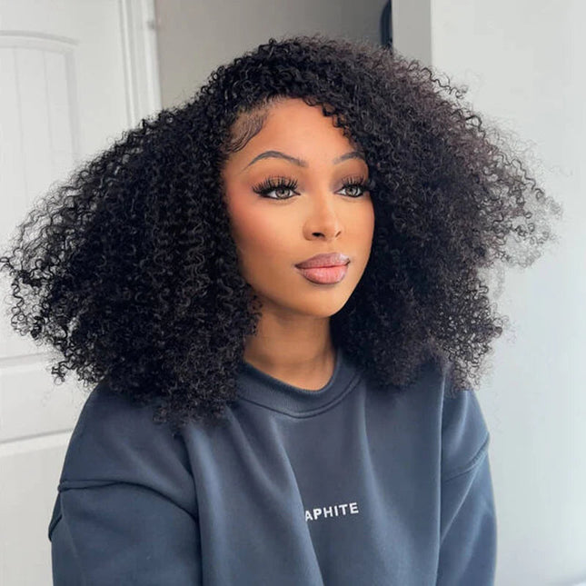 Afro Curly Drawstrings Wig Real Hairline Invisi Fit Strap Flip Over Wig junoda
