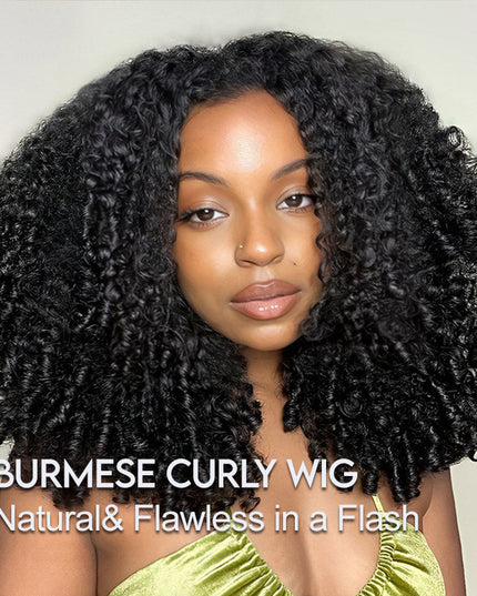 Junoda Burmese Curly Wave 5x5 Human Hair Lace Front Wigs With 200% Density Wear Go Wig Natural Hairline junoda