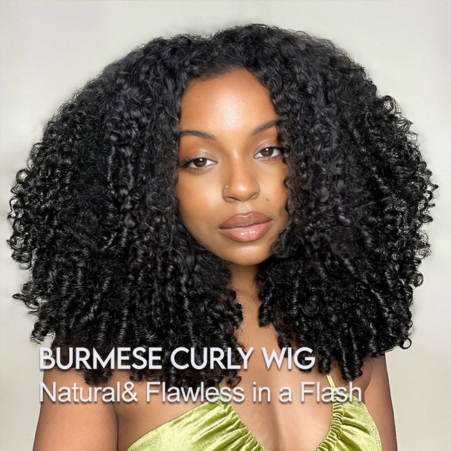 Junoda Burmese Curly Wave 5x5 Human Hair Lace Front Wigs With 200% Density Wear Go Wig Natural Hairline junoda