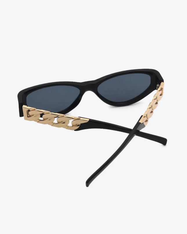 Chain Detail Cat Eye Sunglasses – UV400 Fashion Shades