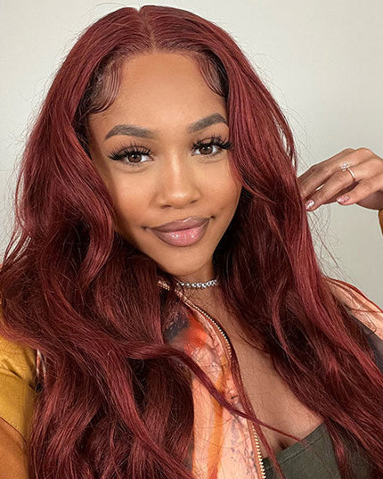 Auburn Color Body Wave Lace Front Wig Red Brown Medium Length Hairstyles Trends junoda