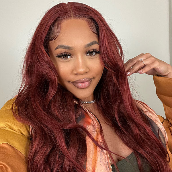 Auburn Color Body Wave Lace Front Wig Red Brown Medium Length Hairstyles Trends junoda