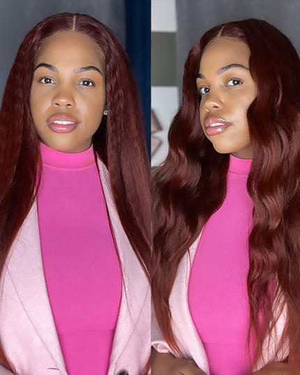 Kashia Jabre Love halssa JustJazzy Recommend Junoda Reddish Brown Kinky Straight Lace Front Wig Auburn Copper Color Yaki Coarse Human Hair Wigs junoda