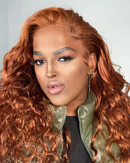 Reddish Brown & Ginger Brown Body Wave Wigs 4x4 Pre Cut Lace Wig Curly Human Hair Wear & Go Wig cs1 junoda
