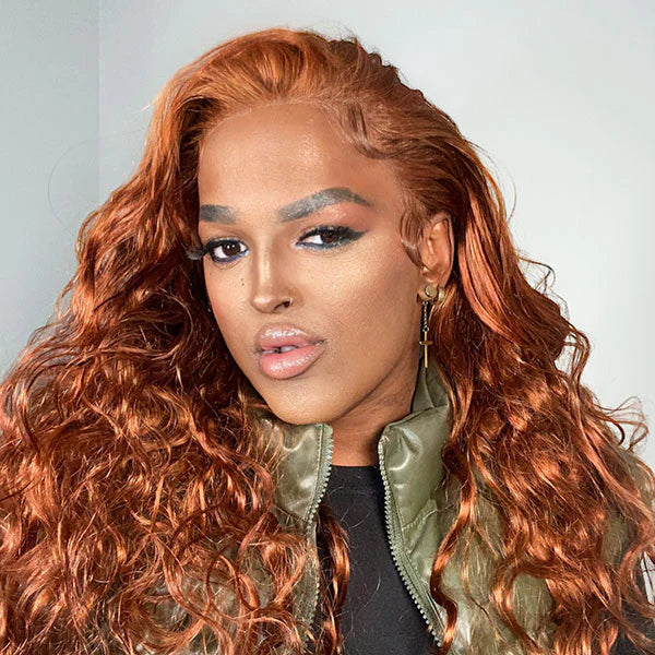 Reddish Brown & Ginger Brown Body Wave Wigs 4x4 Pre Cut Lace Wig Curly Human Hair Wear & Go Wig cs1 junoda