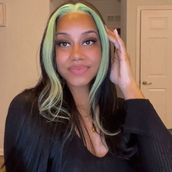 omgjackiee Recommend Color Green Skunk Stripe Hair Body Wave Human Hair Lace Front Wigs 180 Density junoda