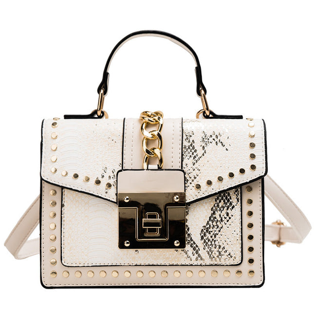 Fashion snake pattern handbag See size chart under “more details”