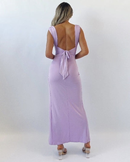 Slim Sleeveless Slit Dress With Back Tie Design Fashion Temperament Dresses For Women Clothing