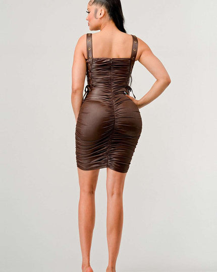 ATHINA Playful soft PU mini dress