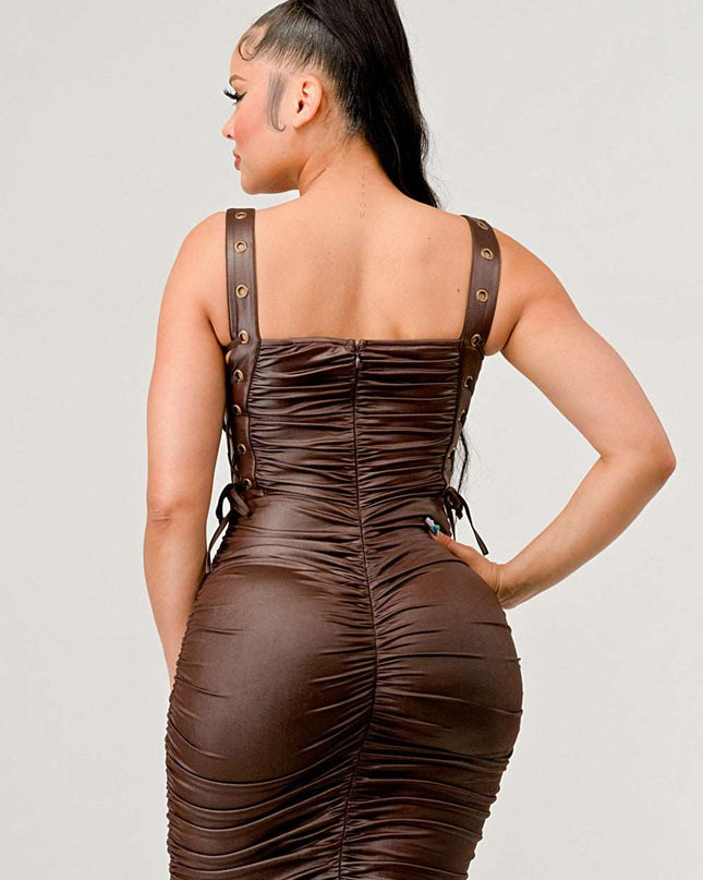 ATHINA Playful soft PU mini dress