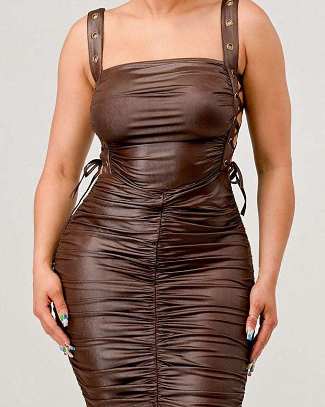 ATHINA Playful soft PU mini dress
