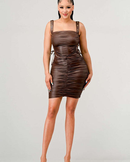 ATHINA Playful soft PU mini dress