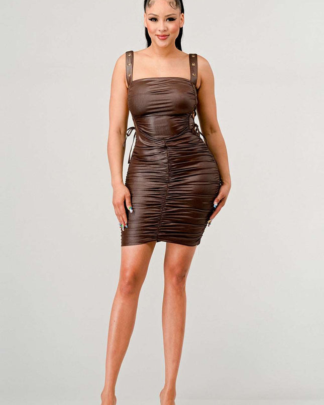 ATHINA Playful soft PU mini dress