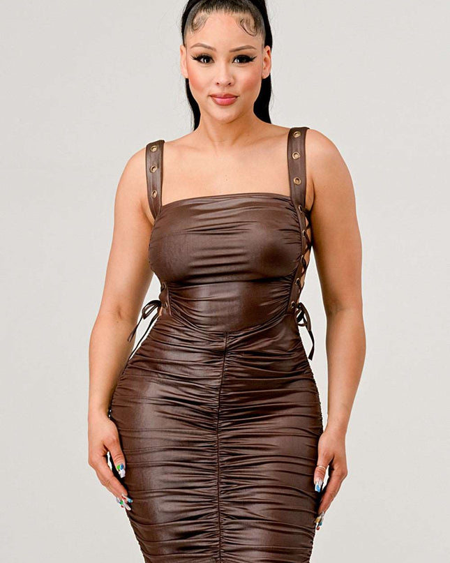 ATHINA Playful soft PU mini dress