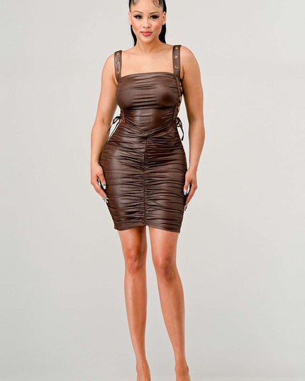 ATHINA Playful soft PU mini dress