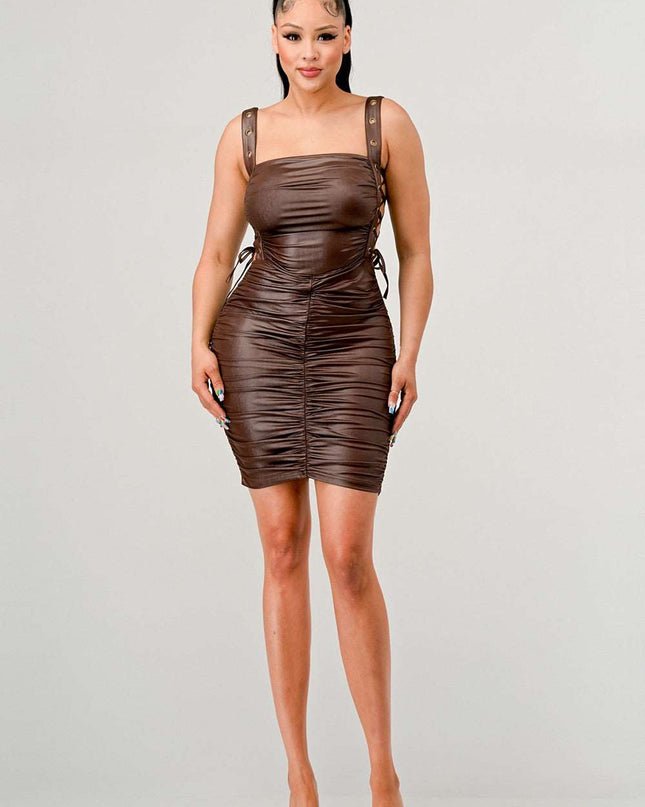 ATHINA Playful soft PU mini dress