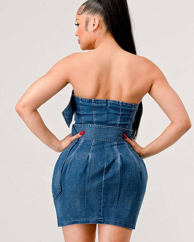 Buckle up denim delight dress