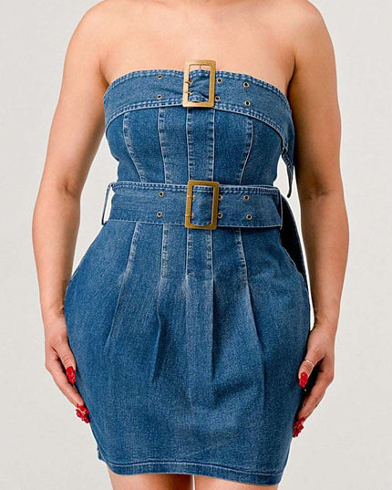 Buckle up denim delight dress