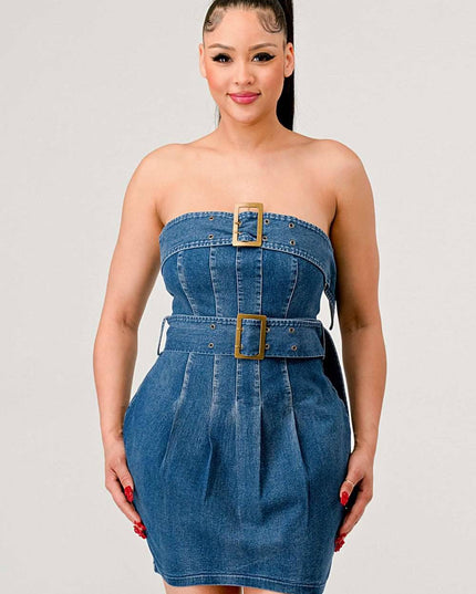 Buckle up denim delight dress